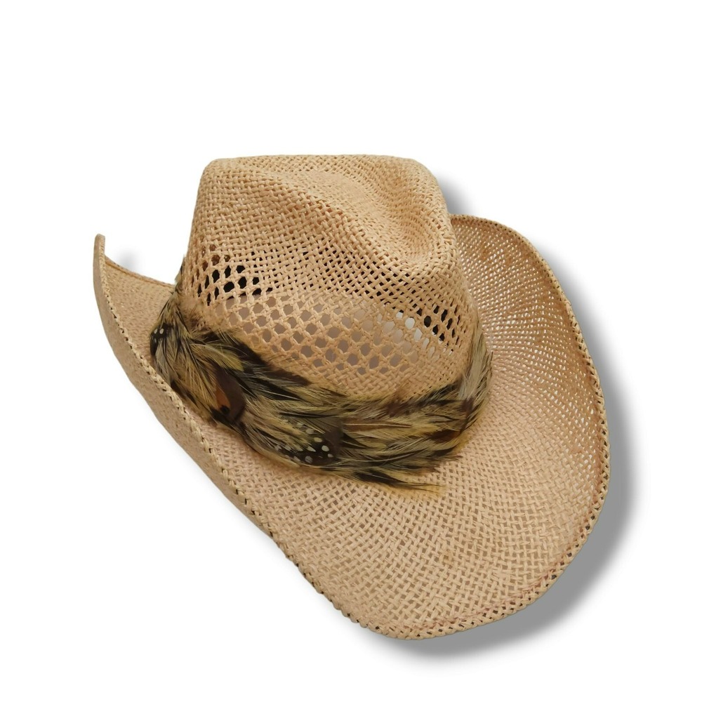 J. R. Palacios Enterprises Men's Straw Western Hat Pinch Front Lucky Size M